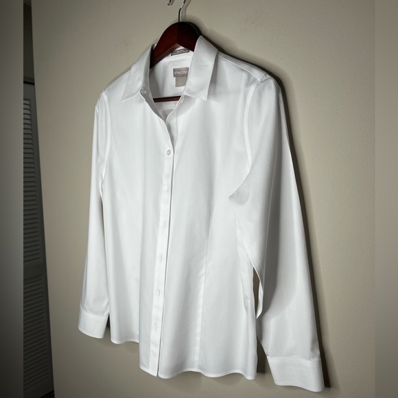Chico's Tops - Chicos No Iron Button Down White Shirt, Size 1 (M)